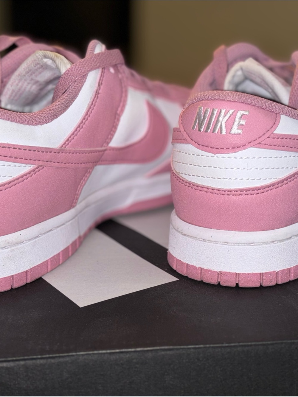 Nike Womens Pink and White Low-Top Sneakers - Picture 2 of 2